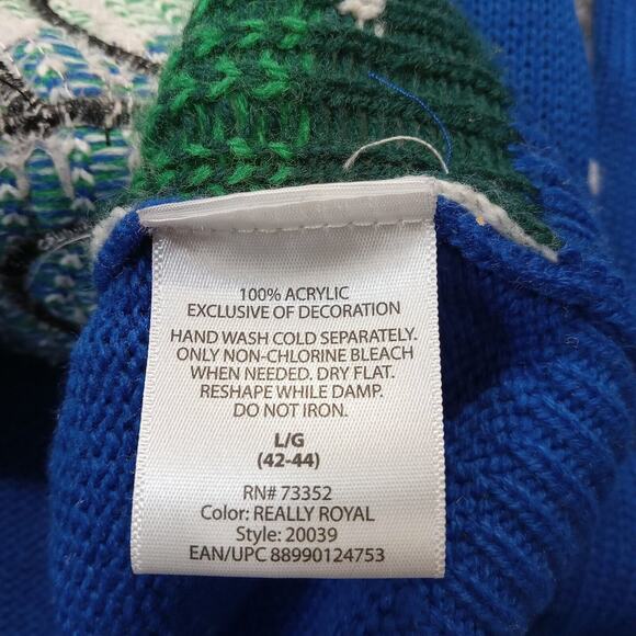 Jolly Sweaters Embroidered Snowman Sweater L Winter Royal Blue 73352 - Picture 7 of 8